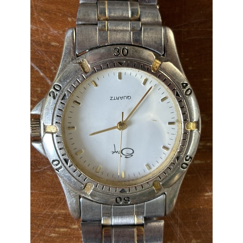⭐️Vintage Men's Silver + Gold Tone Quartz Wrist Watch⭐️Adjustable Metal Band⭐️